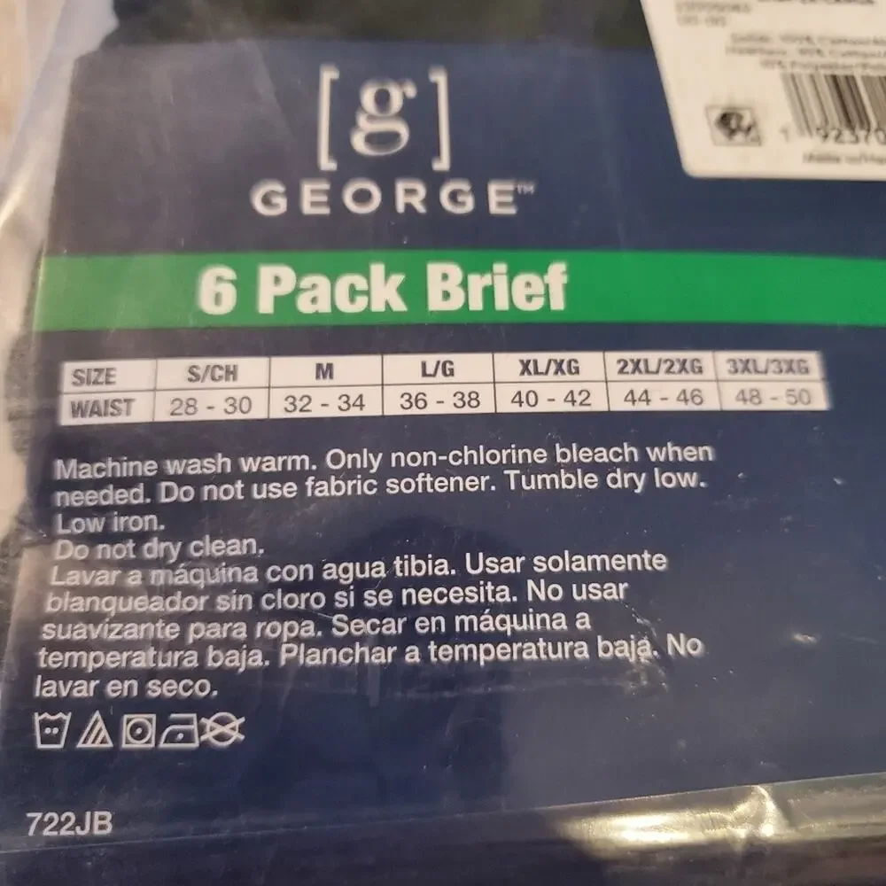 George Men's 6 pk Antimicrobial Moisture Wicking Tag Free briefs 2xl New